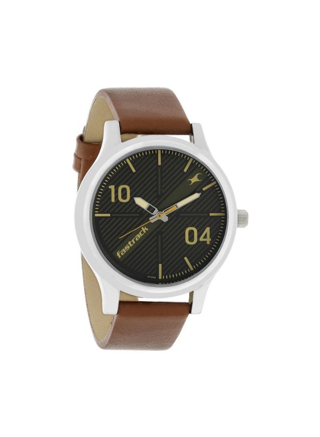 fastrack فاندمنتالز 38051SL02 – قرص بني، حزام جلد بني، حركة كوارتز - Image 1