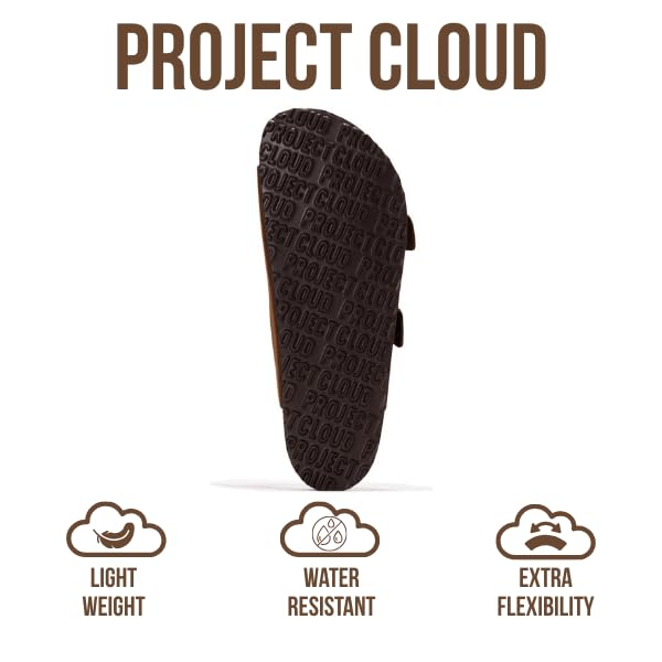 Project Cloud Genuine Leather Mens Sandals with Memory Foam Natural Cork Footbed Slides for Men Footwear - Non-Slip Double-Strap Buckle Summer Sandals (Arizona,CHOCSUEDE,9.5) - Image 4