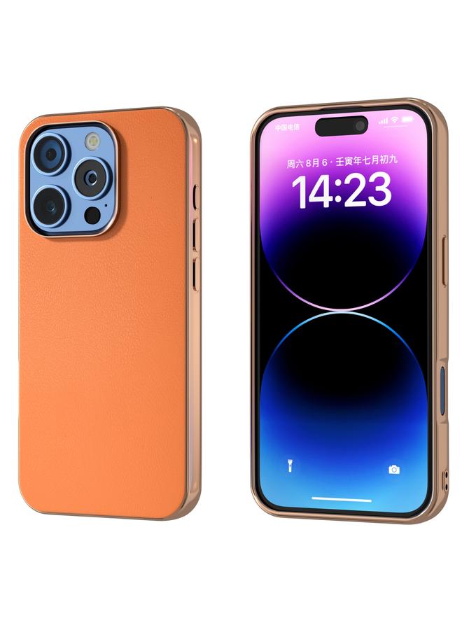 اس-توب جراب لهاتف iPhone 16 Pro Max مصنوع من جلد البولي يوريثان بإطار مطلي بالكهرباء مع تغطية كاملة - Image 1