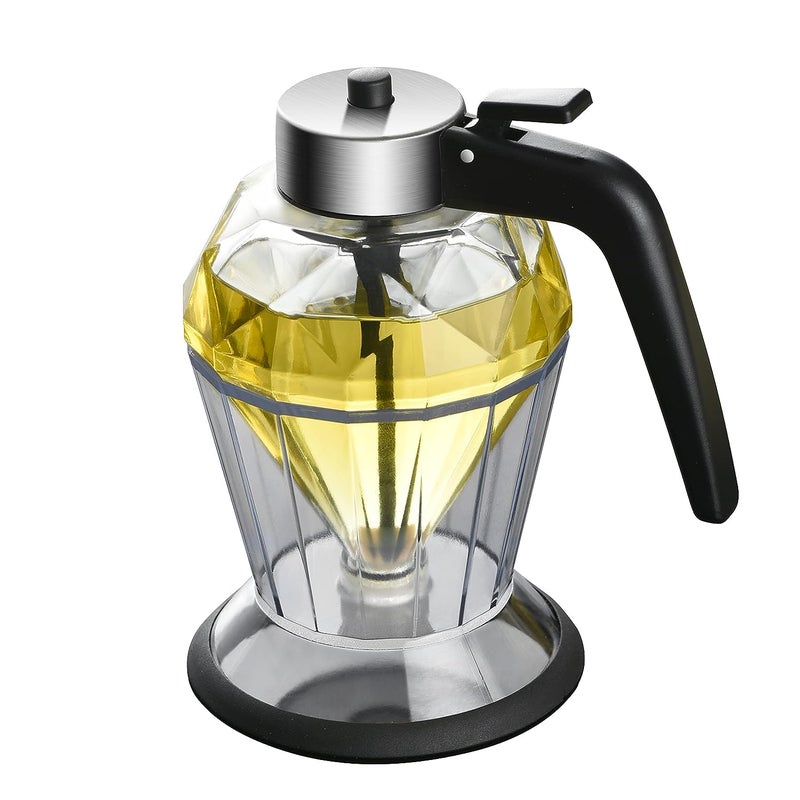 SEVIA SEVIA Honey Dispenser no drip with Stand, Honey jar with Dipper, Maple Syrup Dispenser for Syrup, Sugar, Sauces, Condiments and more Essential Gadgets, Diamond Shape(200ML)  - Image 1