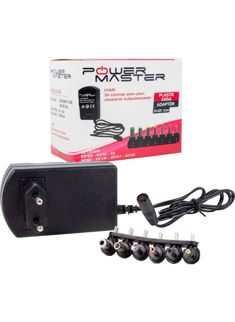 Angel Of Life Powermaster PM-18745 3 Volt - 12 Volt 3 Ampere Multi-End Adjustable Step Adapter