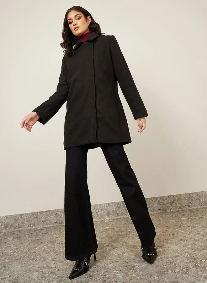ستايلي Regular Fit  Longline Zip Through Biker Style Coat
