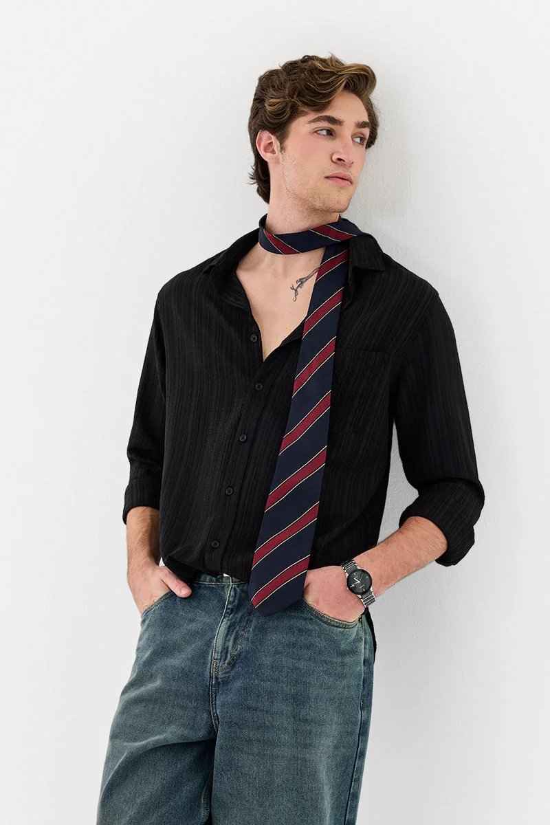 SNITCH Stretch Textured Regular Fit Shirt