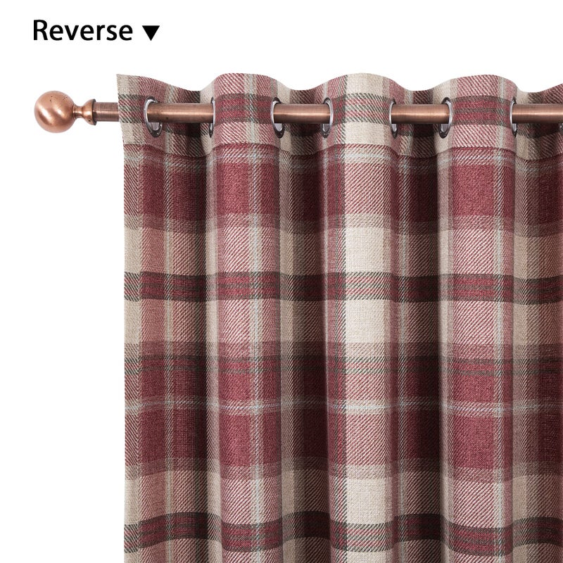 always4u Classic Red Plaid Curtains Highland Woolen Look Tartan Farmhouse Window Treatment Grommet Checked Curtains for Living Room Bedroom 2 Panels 45 * 84 Inches - Image 4