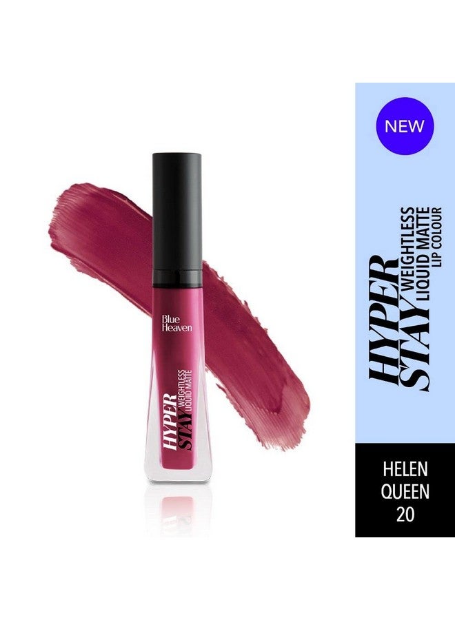 Blue Heaven أحمر شفاه سائل مات خفيف الوزن | يدوم طويلاً ومقاوم للتلطخ | أحمر شفاه مات غير قابل للنقل للنساء | هيلين كوين-20 | 6 مل - Image 2