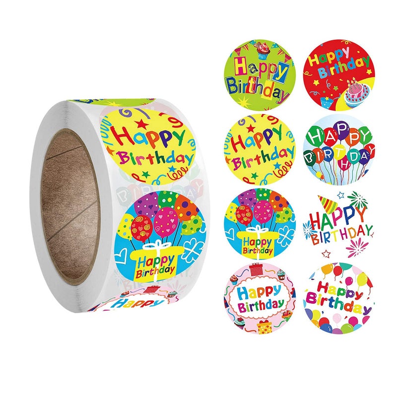 Pink Forest Happy Birthday Stickers Celebrate Birthday Pattern Round Decorative Sealing Stickers Labels for Adults Kids Birthday Party Home Classroom Decorations