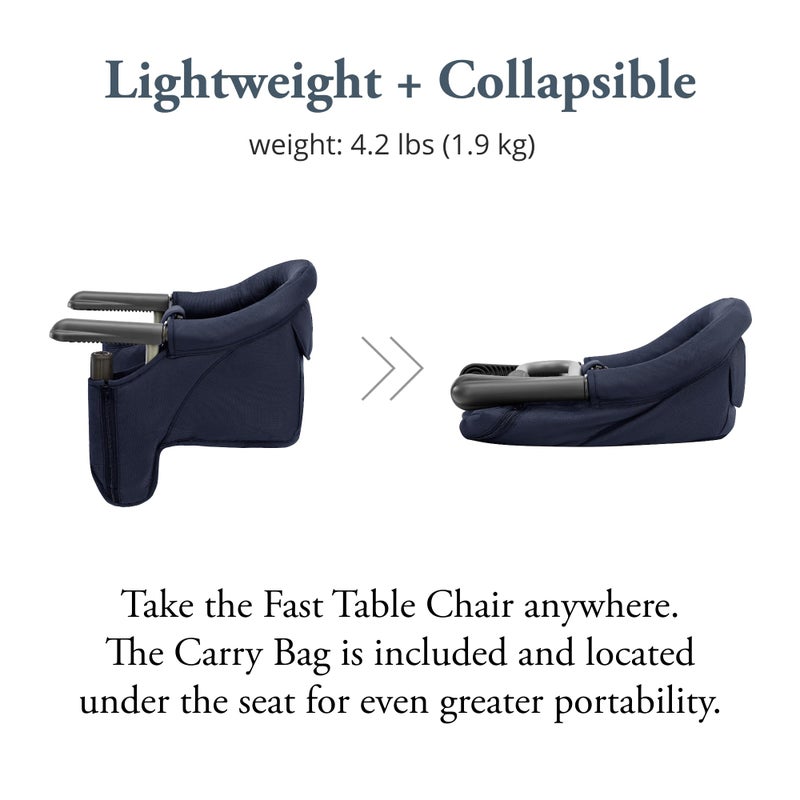 Inglesina Fast Table Chair, Navy - Portable Baby High Chair - for Babies & Toddlers up to 37 lbs - Collapsible Design - Fits Tables 0.8'' to 3.5'' Thick - Compact & Easy to Use - Travel Bag Included - Image 3