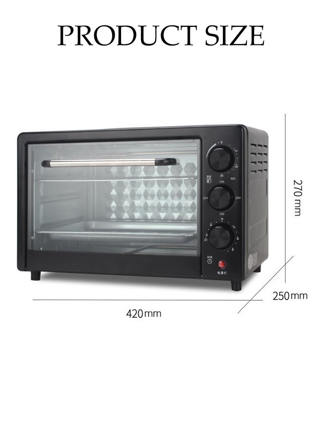 DUNISO 25 Liter Electric Oven Multifunctional Household Oven Adjustable Temperature(100-250°C) Double Heating Tube 60-Minute Timer and Automatic Shut Off Compact Size Toaster Oven with Baking Tray and Grill - Image 4