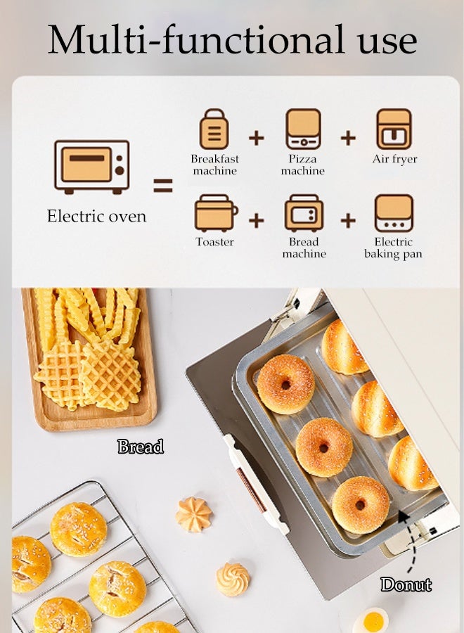 DUNISO 25 Liter Electric Oven Multifunctional Household Oven Adjustable Temperature(100-250°C) Double Heating Tube 60-Minute Timer and Automatic Shut Off Compact Size Toaster Oven with Baking Tray and Grill - Image 3