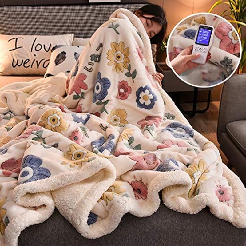 إسكدنيا بطانية صوفية من صوف الشيربا، بطانية اريكة ناعمة ومنفوشة بلون رمادي، بطانية مخملية كبيرة للسرير المزدوج، بطانية فلانيل من المايكروفايبر، للاريكة، دافئة (1.150 × 200 سم) - Image 4