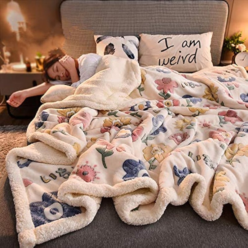 إسكدنيا بطانية صوفية من صوف الشيربا، بطانية اريكة ناعمة ومنفوشة بلون رمادي، بطانية مخملية كبيرة للسرير المزدوج، بطانية فلانيل من المايكروفايبر، للاريكة، دافئة (1.150 × 200 سم) - Image 5