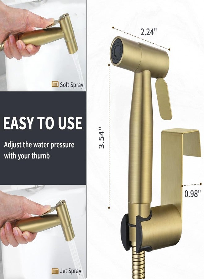 Lambloraey Brushed Gold Handheld Bidet Sprayer for Toilet, Stainless Steel Cloth Diaper Sprayer Kit with Solid Brass T-Valve, Adjustable Water Pressure Bidet Attachment - Image 2