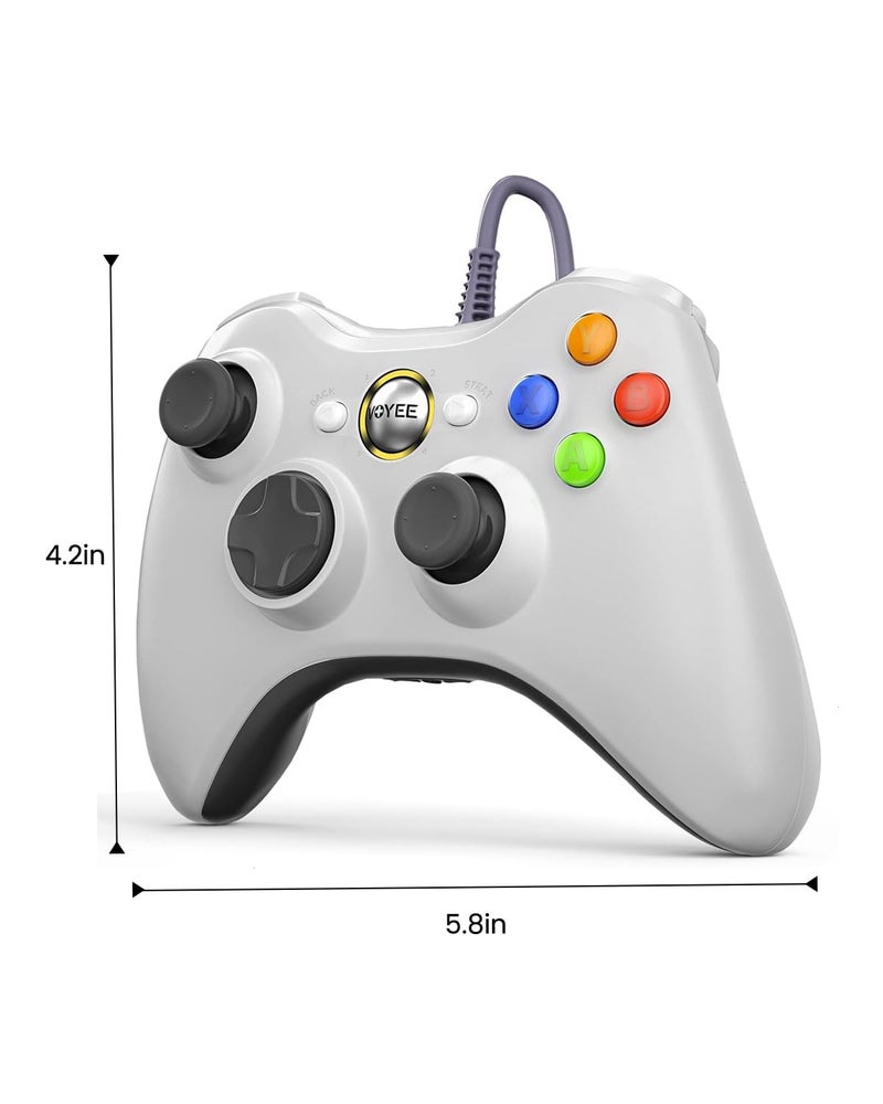 VOYEE PC Controller, Wired Controller Compatible with Microsoft Xbox 360 & Slim/PC Windows 10/8/7, with Upgraded Joystick, Double Shock | Enhanced (White) - Image 2