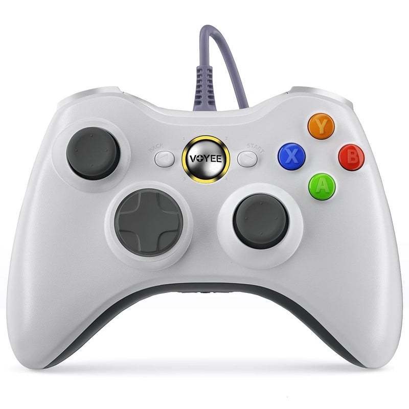 VOYEE PC Controller, Wired Controller Compatible with Microsoft Xbox 360 & Slim/PC Windows 10/8/7, with Upgraded Joystick, Double Shock | Enhanced (White) - Image 1