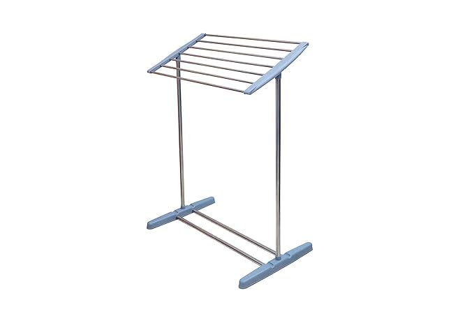 DORATIK DORATIK Stainless Steel FloorStanding MultiFunctional Mobile Foldable Balcony Towel Stand Clothes Drying Rack Dryer Hanger Nappies Towels Holder Silver  - Image 3