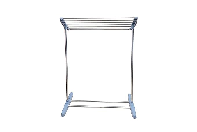 DORATIK DORATIK Stainless Steel FloorStanding MultiFunctional Mobile Foldable Balcony Towel Stand Clothes Drying Rack Dryer Hanger Nappies Towels Holder Silver  - Image 5