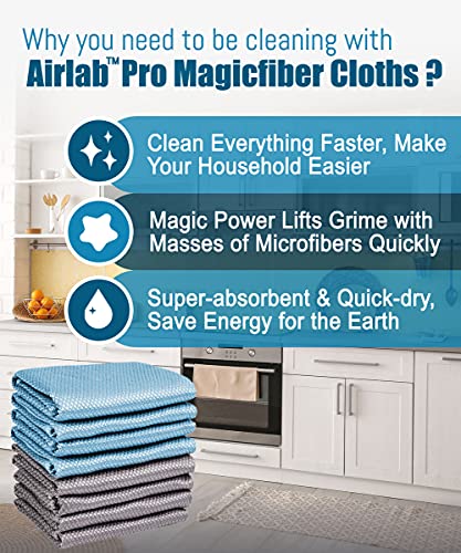 Airlab Streak Free Miracle Cleaning Cloths Easy Clean Nanoscale, Pack of 8, 12'' x 16'', Microfiber Polishing Windows Glass Lint Free Rags Stainless Steel Car Kitchen Reusable - Image 2