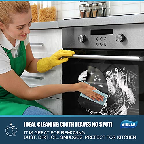 Airlab Streak Free Miracle Cleaning Cloths Easy Clean Nanoscale, Pack of 8, 12'' x 16'', Microfiber Polishing Windows Glass Lint Free Rags Stainless Steel Car Kitchen Reusable - Image 3