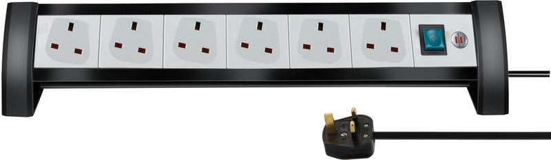 Brennenstuhl Premium-Office-Line, 6-way desktop socket with power switch and 3 m connection cable, Made in Germany