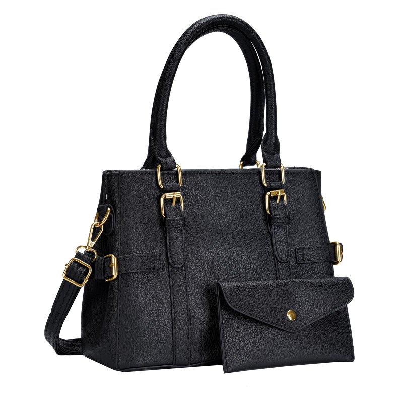 Tigpoy Women's Handbags Fashion Leather Handbags Purses For Women Tote Bag Shoulder Bag Top Handle Satchel Purse (Black) - Image 1