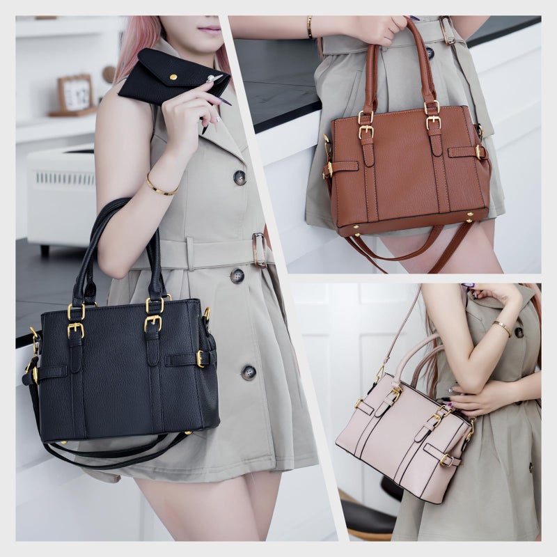 Tigpoy Women's Handbags Fashion Leather Handbags Purses For Women Tote Bag Shoulder Bag Top Handle Satchel Purse (Black) - Image 2