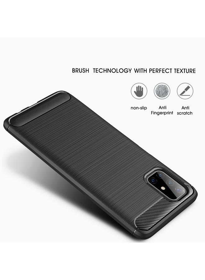 S-TOP Case For Samsung Galaxy M51 Brushed Texture Carbon Fiber TPU Case - Image 3