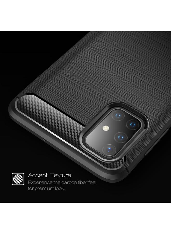 S-TOP Case For Samsung Galaxy M51 Brushed Texture Carbon Fiber TPU Case - Image 4