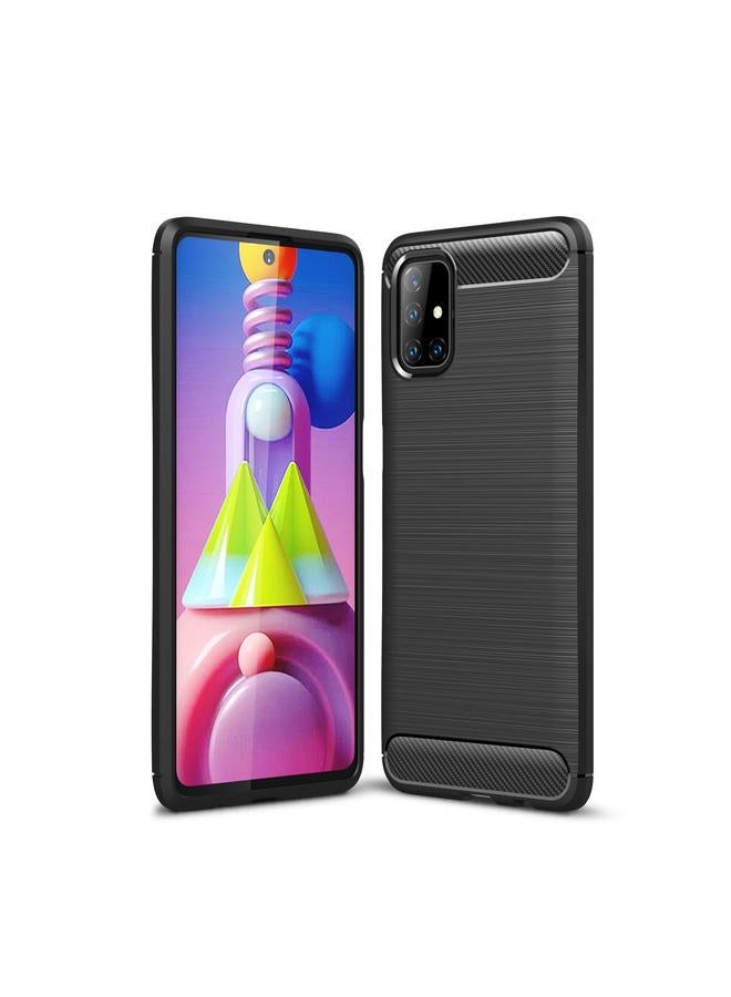 S-TOP Case For Samsung Galaxy M51 Brushed Texture Carbon Fiber TPU Case - Image 1