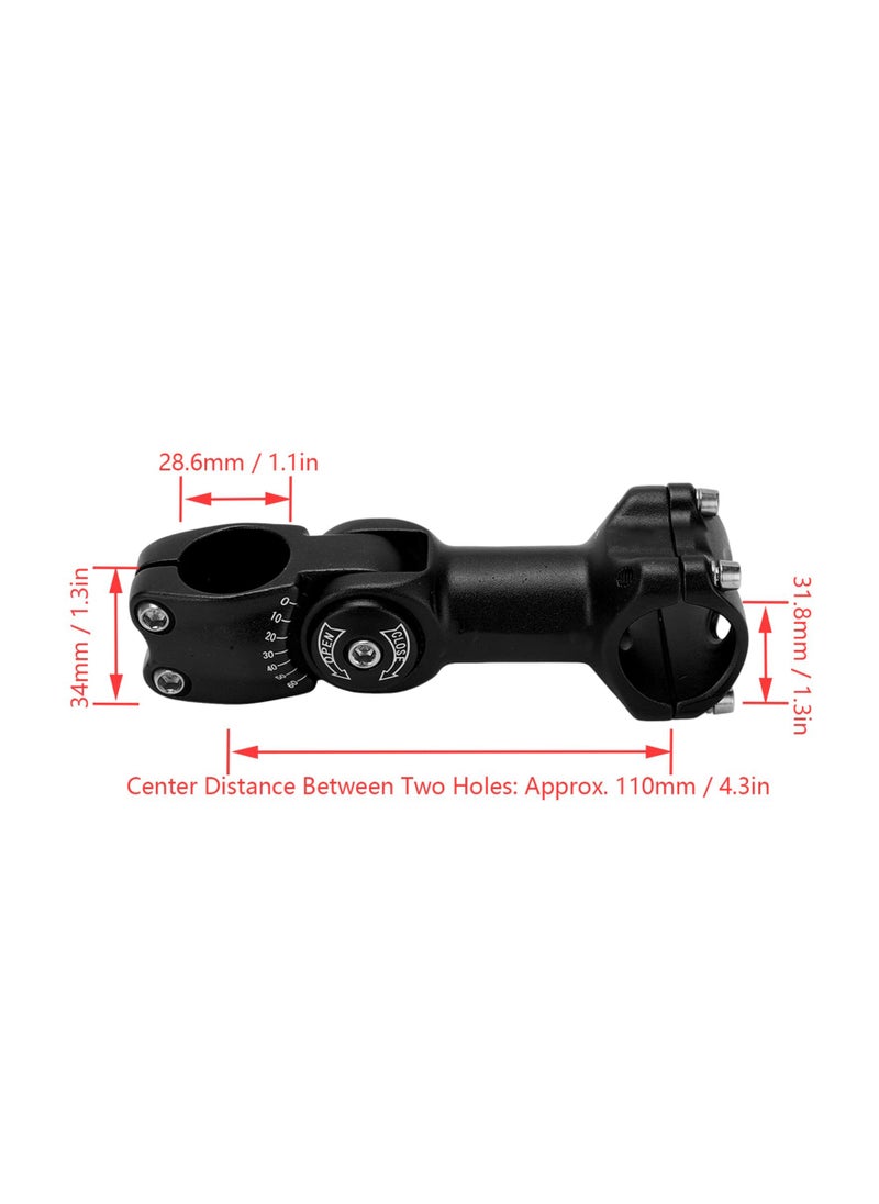 SYOSI - 31.8mm Mtb Bike Bicycle Stem, 110mm -60~60 Degree Adjustable, Light Weight, Bike Handlebar Stem Riser for Bicycle, Road Bike, Mtb, Bmx, Cycling, Reduce the Riding Load, Ride Easily(1 Pack) - Image 1