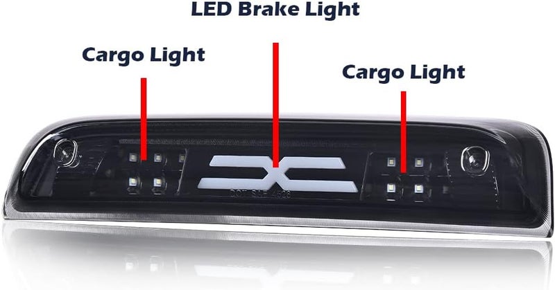 CHEDA Third Tail Brake Light Cargo Lamp Tinted LED Bar Compatible with 2014 2015 2016 2017 2018 2019 2020 Sierra Silverado(Smoky lens Black Bottoms) - Image 3