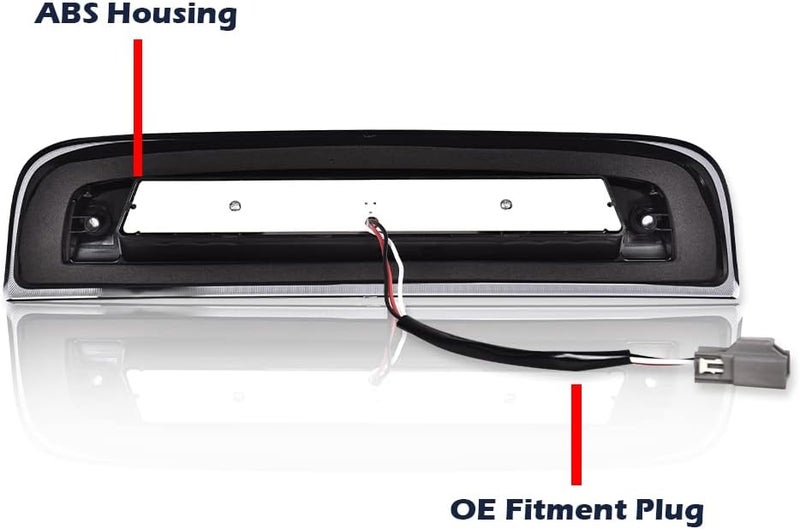 CHEDA Third Tail Brake Light Cargo Lamp Tinted LED Bar Compatible with 2014 2015 2016 2017 2018 2019 2020 Sierra Silverado(Smoky lens Black Bottoms) - Image 4