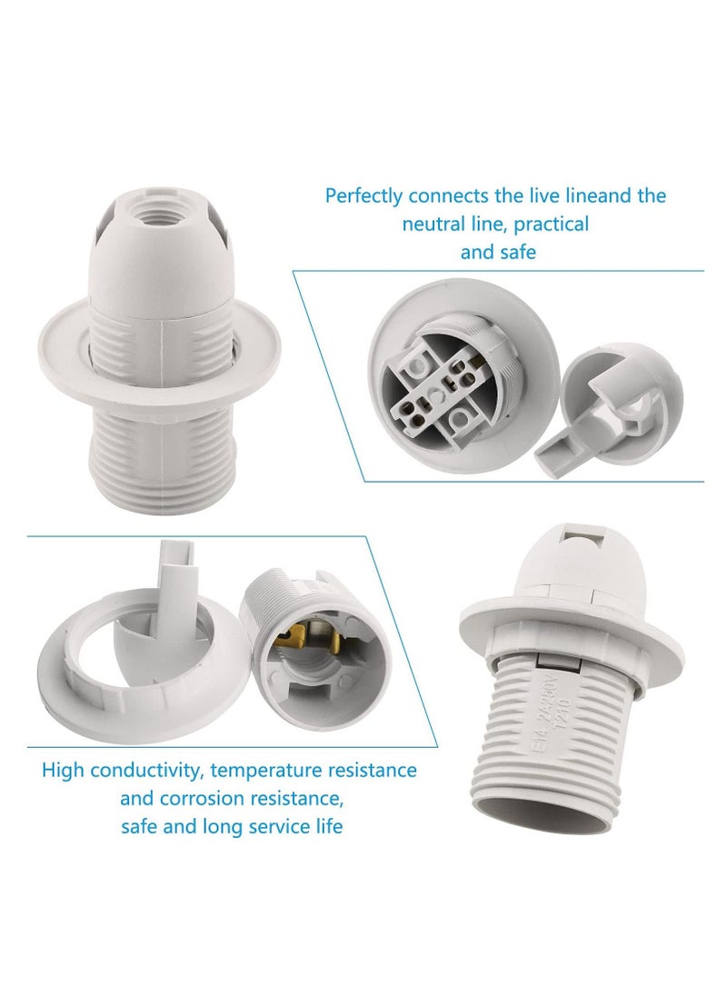 Y&D E14 Lamp Holder, 10 Pieces Screw Holder Light Bulb Adapter 250V 2A High Conductivity Pendant Socket & Replacement Ring  - Image 2