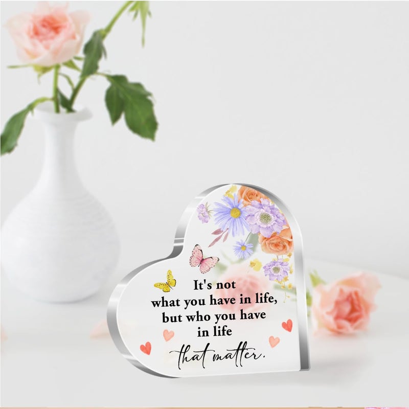 aPamr Gift for Friend Acrylic Heart Sign Friendship Gift for Woman Bestie Friend Coworker Birthday Going Away Retirement It's Not What You Have in Life Sign Plaque Gift for Friends Desk Decor A544 - Image 5