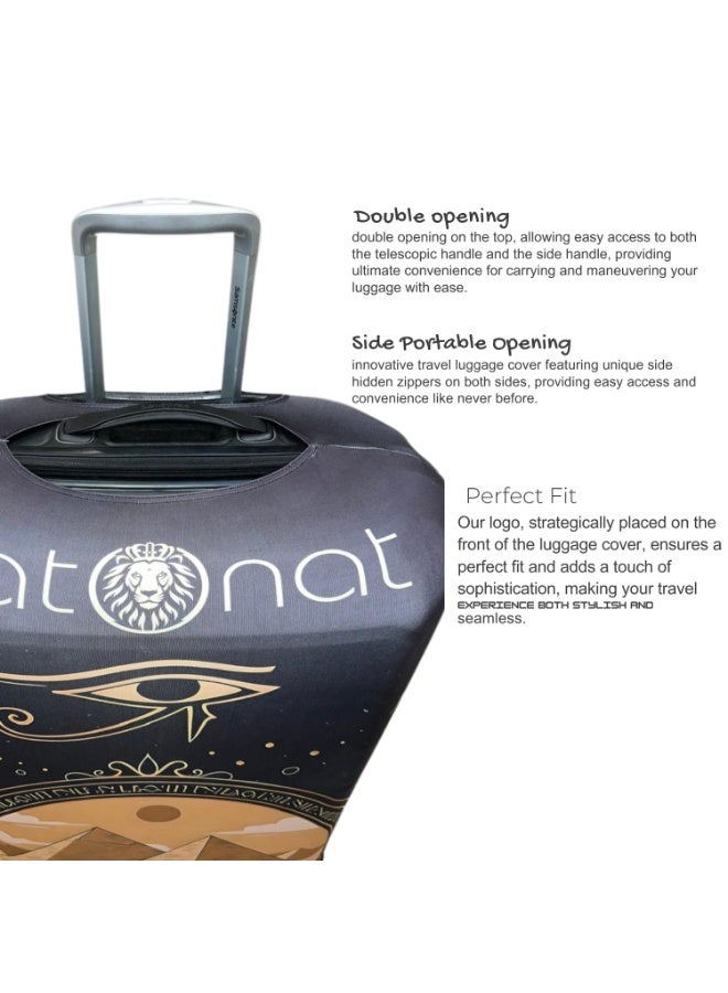 natOnat Travel Luggage Cover Protector - Suitcase Cover - Stretchy, Washable Spandex & Polyester - Protects Against Dirt & Scratches - Pyramids Design - Fits 48-53 CM Height (Small) - Image 5