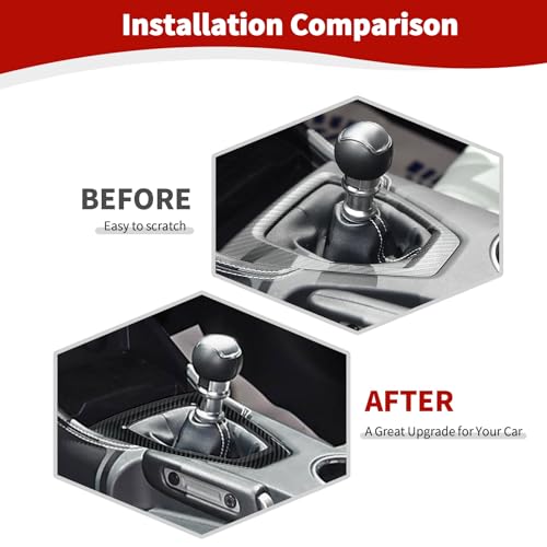 JOSHELA for Mustang Gear Shift Panel Trim Cover Fit for Ford Mustang 2024 upManual Transmission Black Carbon Fiber Interior Accessories 1pcs - Image 3