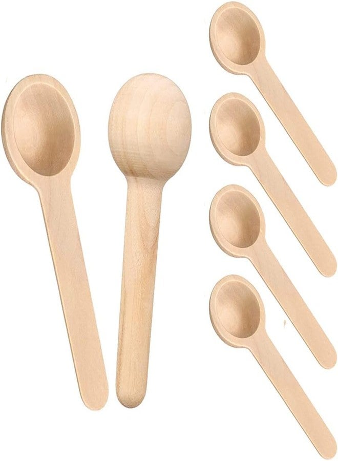 MVM Enterprise 6 PCSWooden Spoons Round Wooden Spoons Small Kitchen Spoon Wooden Seasoning Spoon Teaspoon Versatile Wooden Spoon for Salt Coffee Seasoning Sugar (Round) - Image 1