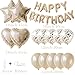 WEIKA 27 Pcs Champagne Gold Birthday Decorations 3D Letters Champagne Gold Happy Birthday Balloon Banner Pentagram Heart Foil Balloons Confetti Balloons Kit For Boys Girls Party Supplies - Image 4