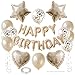 WEIKA 27 Pcs Champagne Gold Birthday Decorations 3D Letters Champagne Gold Happy Birthday Balloon Banner Pentagram Heart Foil Balloons Confetti Balloons Kit For Boys Girls Party Supplies - Image 2
