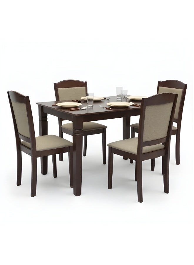 ABX HOME Davos Dining Table set 4 seater Rectangular Dining Set | Sturdy Kitchen Wooden Top Table with Fabric Chairs | Dining set 1+4 Seater for Home, Dining Room - Image 1