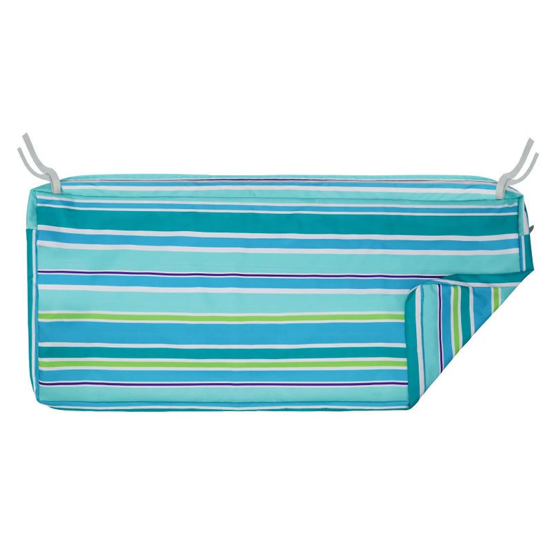 NettyPro Patio Bench Swing Loveseat Cushion Covers, Water Resistant UV Protection Outdoor Furniture Cushion Slipcovers with Zipper, Stripes Turquoise, 42 x 18 x 3 Inch - Image 1