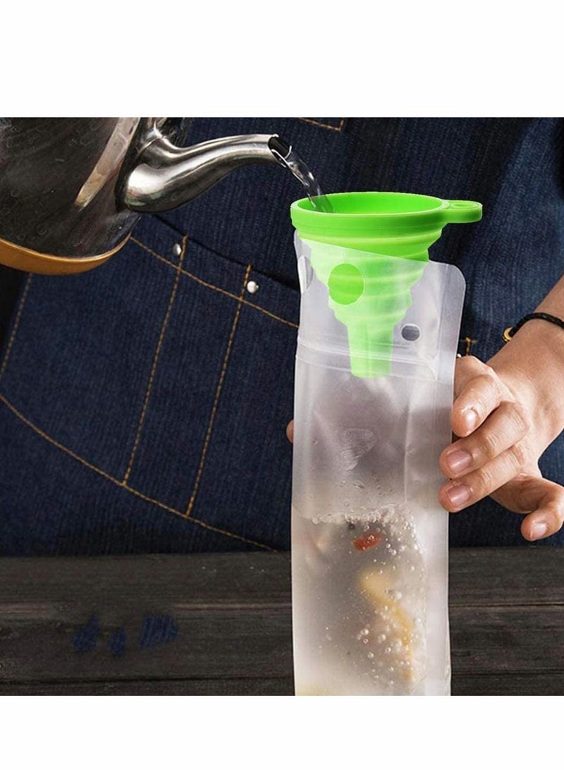 NIBEMINENT Drink Pouches Bags, 50 Pcs Heavy Duty Hand-Held Stand up Bag Reclosable Zipper Plastic Container for Freezing Juice Cold/Hot Drinks Party Supplies with Straws  - Image 5