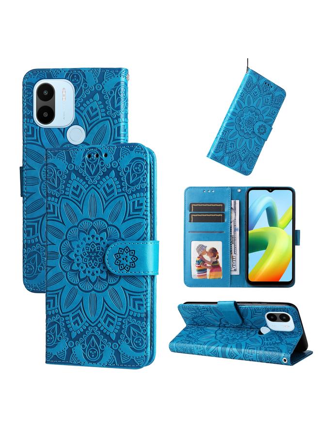 The Bros Case For Xiaomi Redmi A1+ Embossed Sunflower Leather Phone Case