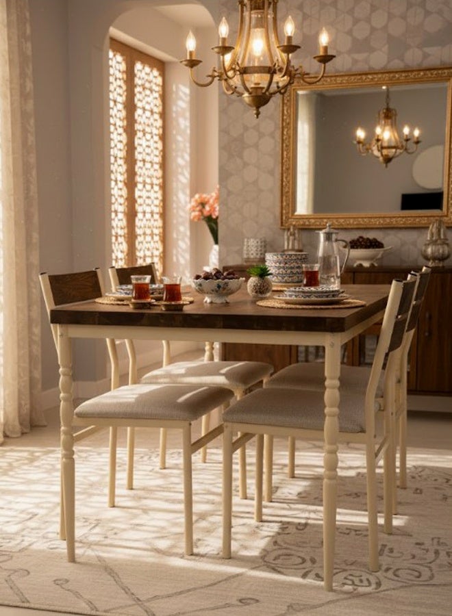 Living Wood And Metal Dining Table With 4 Chairs Set - Image 2
