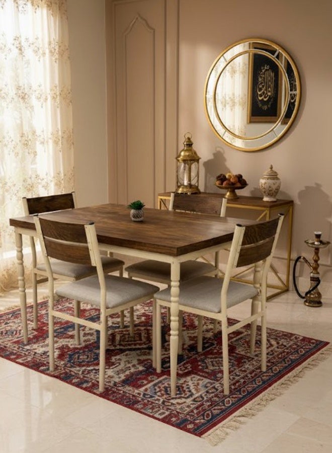 Living Wood And Metal Dining Table With 4 Chairs Set - Image 4
