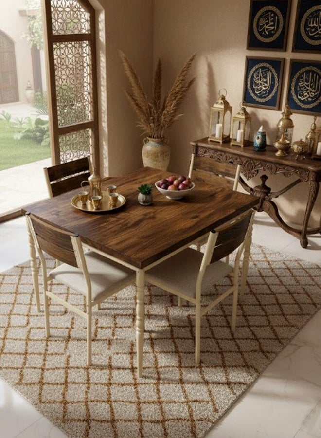 Living Wood And Metal Dining Table With 4 Chairs Set - Image 5