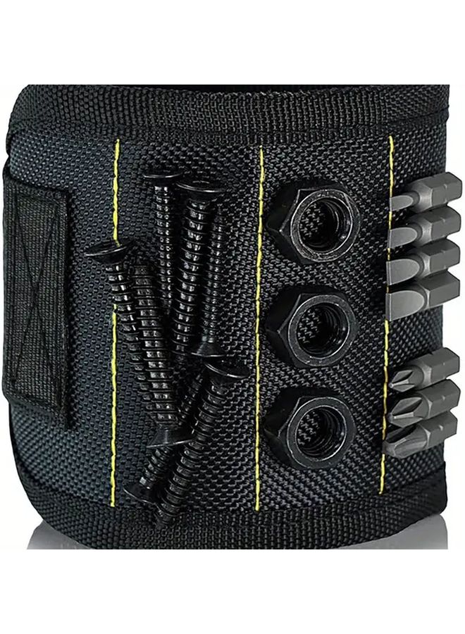 Red 3 Row 6 Magnet Magnetic Tool Wristband For Holding Screws Nails Drill Bits And Small Tools - Image 1