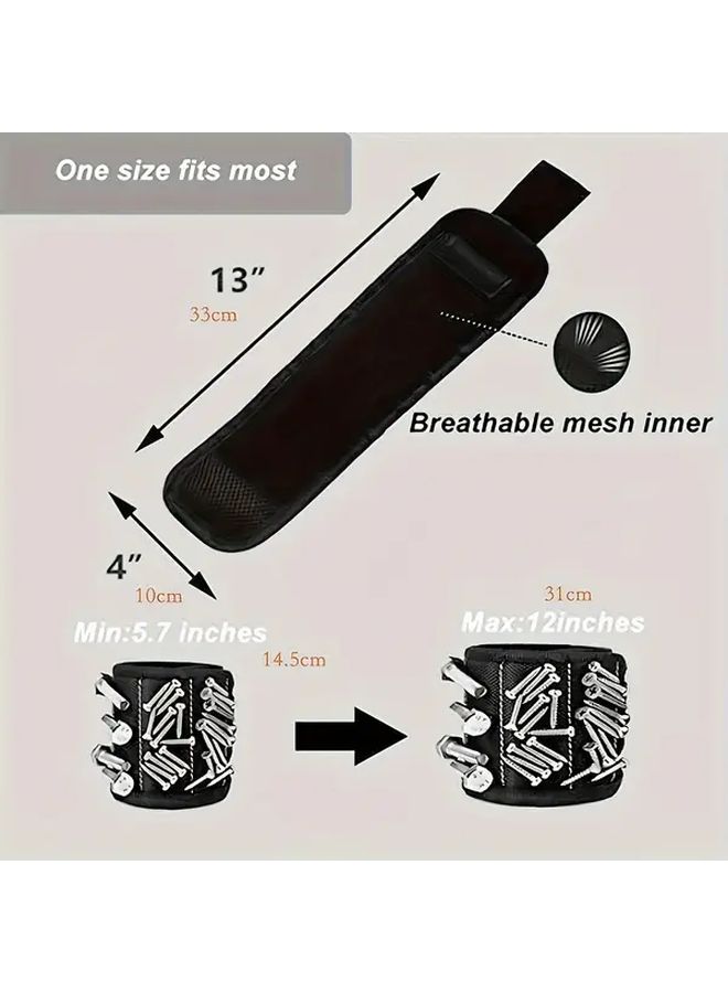 Red 3 Row 6 Magnet Magnetic Tool Wristband For Holding Screws Nails Drill Bits And Small Tools - Image 2