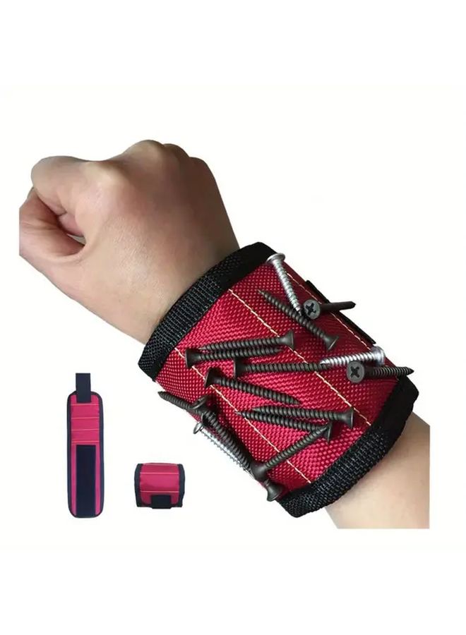 Red 3 Row 6 Magnet Magnetic Tool Wristband For Holding Screws Nails Drill Bits And Small Tools - Image 5