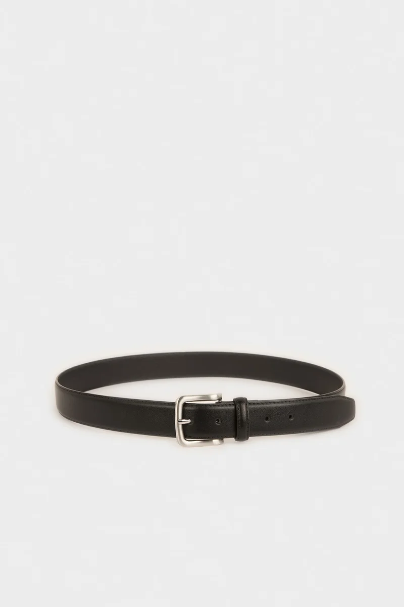 ديفاكتو Man Rectangle Clasp Faux Leather Belt