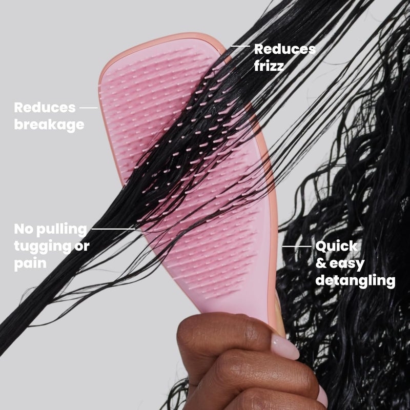 TANGLE TEEZER Multiple options | The Naturally Curly Wet Detangler Hairbrush for 3C to 4C Hair | Reduces Frizz | Mango & Pink Consistent single item quality - Image 4